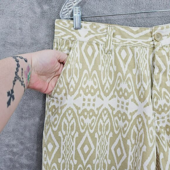 Parish Nation Mens Bermuda Shorts 38 Tan Cream Ikat Print Button Fly Retro 90s - Picture 3 of 9